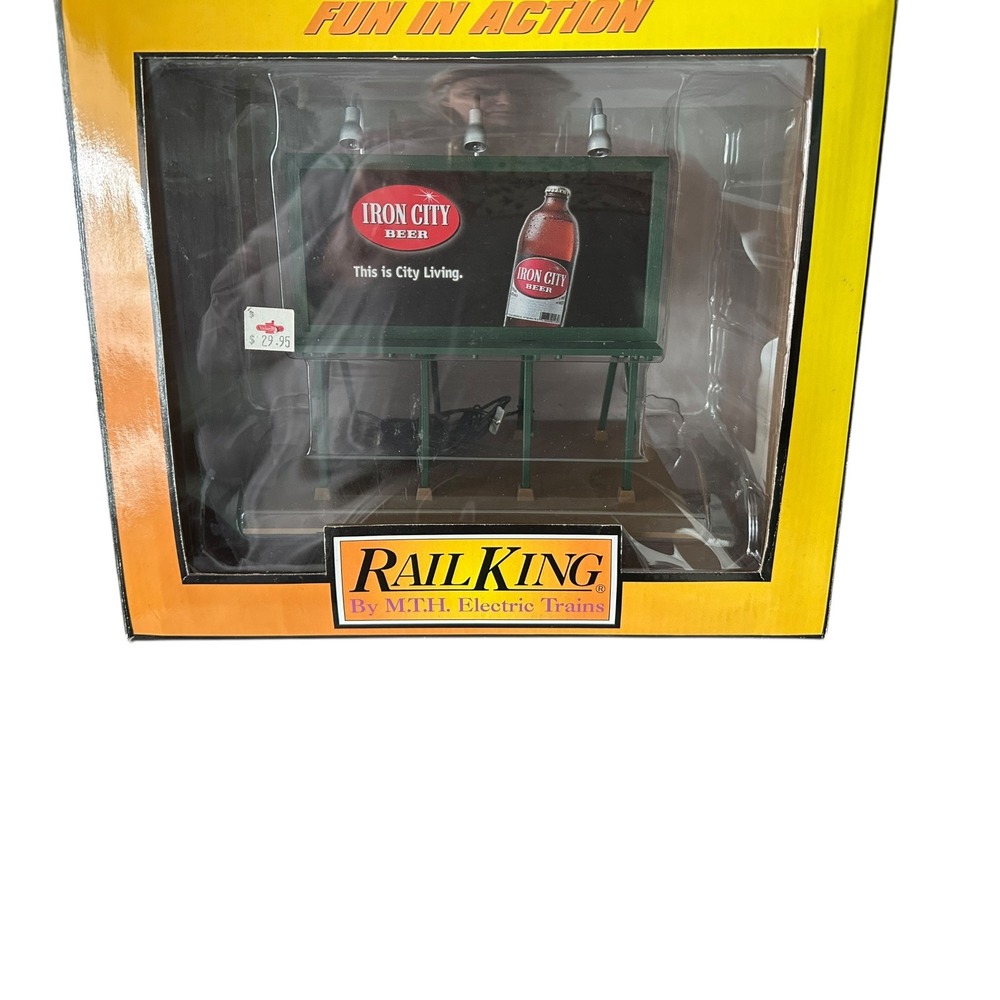 MTH RailKing 30-90044 Lighted Billboard Iron City Beer O Gauge Train Accessory‎